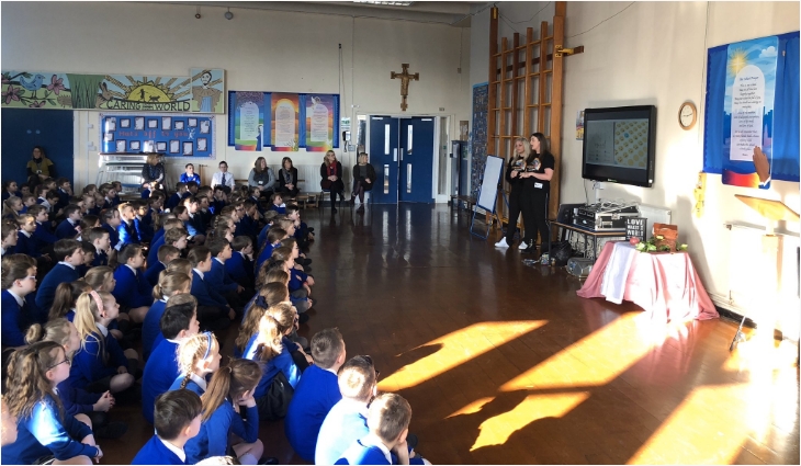 All Ears delivering a mental health assembly in a Wigan school